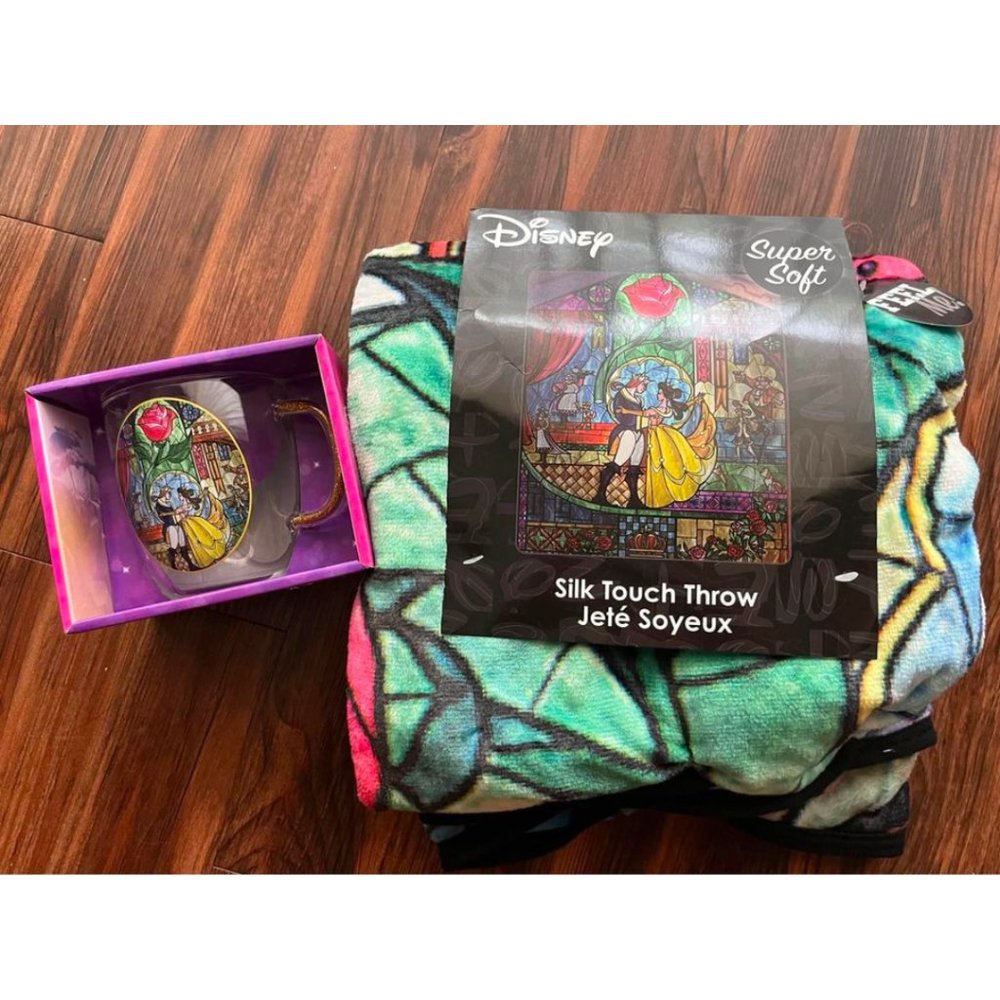 NEW Disney Beauty and the Beast Blanket Mug Gift Set Bundle